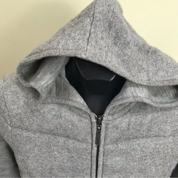 VINCE Quilted Cashmere Wool Hoodie Knit Jacket Puffy Cotton Sweater Zipper Cozy - Picture 8 of 16